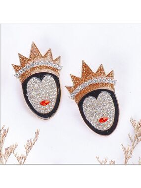 Evil Queen boutique rhinestone gem encrusted earrings NWT